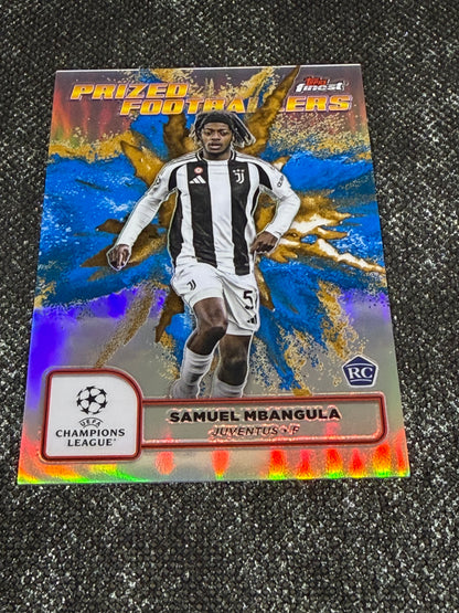 2024-25 Topps Finest UCC Prized Footballers Fusion Blue/Gold RC (Case Hit) - Samuel Mbangula
