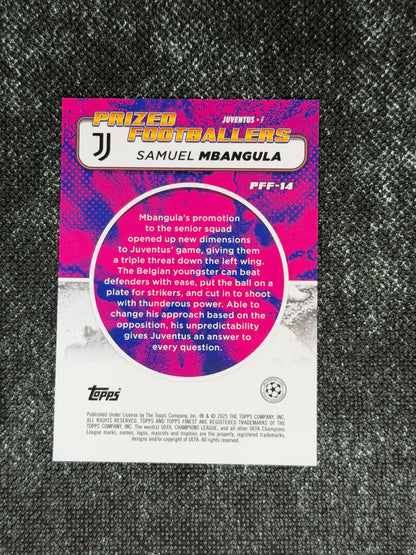 2024-25 Topps Finest UCC Prized Footballers Fusion Blue/Gold RC (Case Hit) - Samuel Mbangula