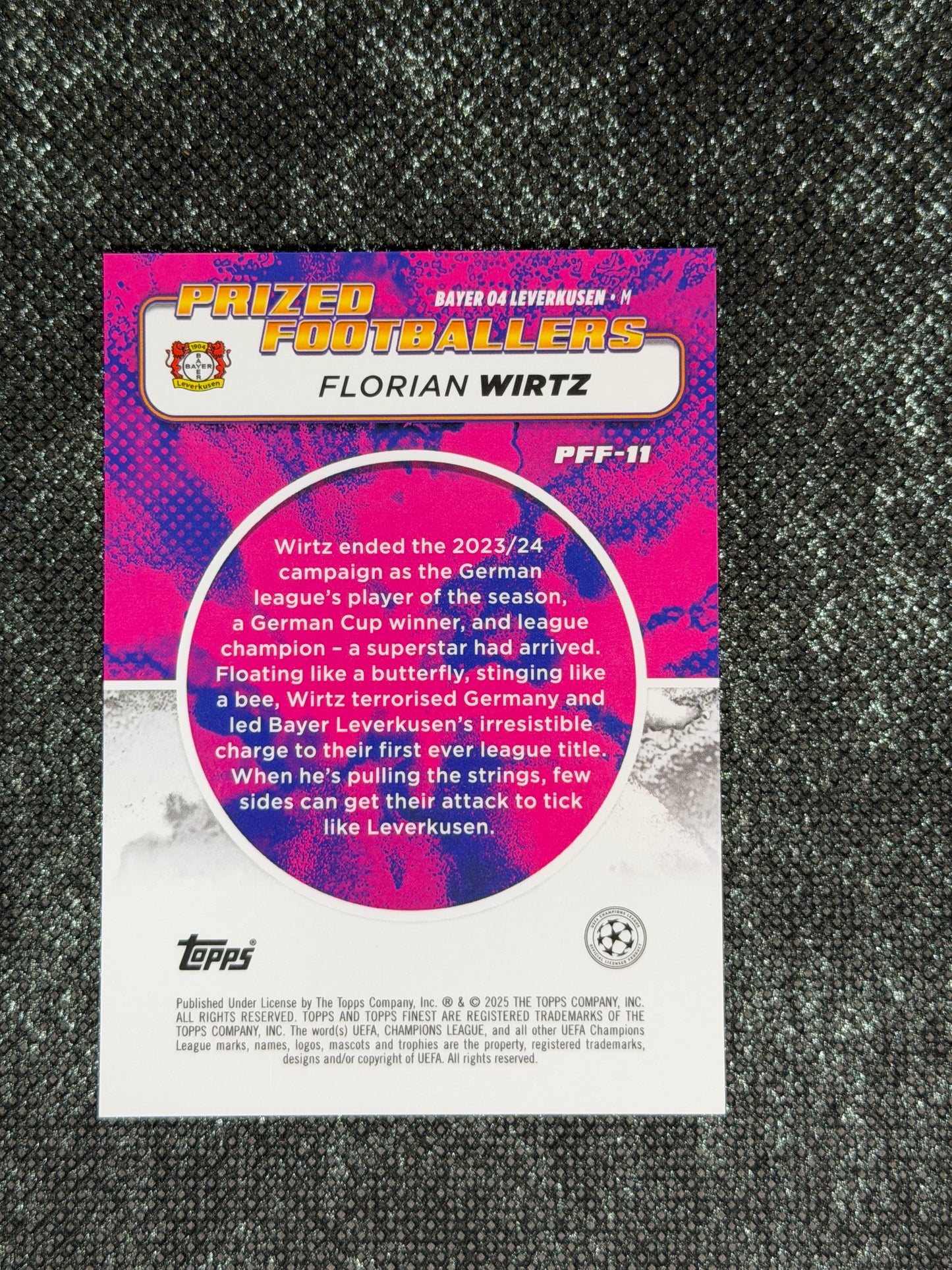 2024-25 Topps Finest UCC Prized Footballers Fusion Orange/Red (Case Hit) - Florian Wirtz