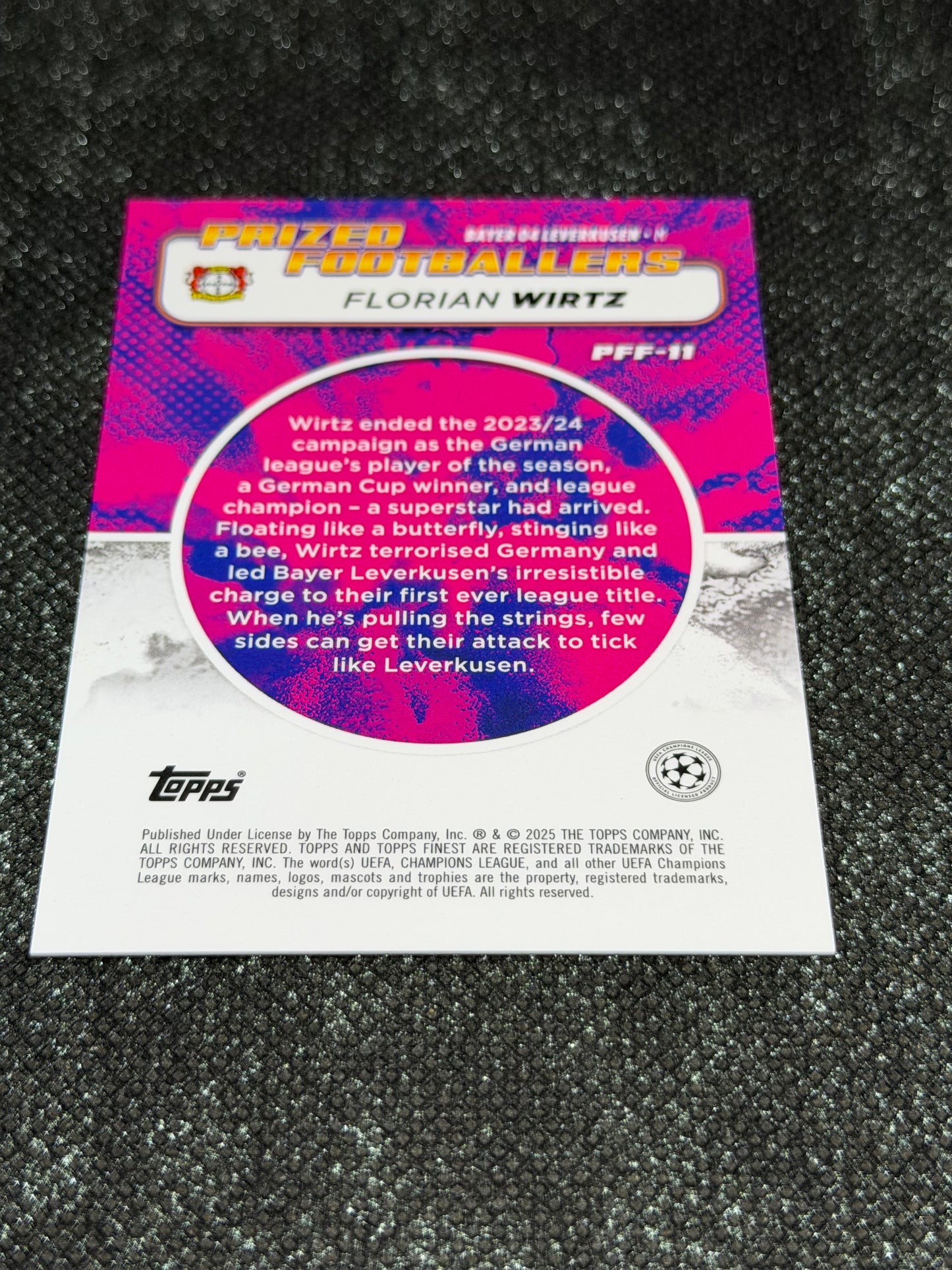 2024-25 Topps Finest UCC Prized Footballers Fusion Orange/Red (Case Hit) - Florian Wirtz