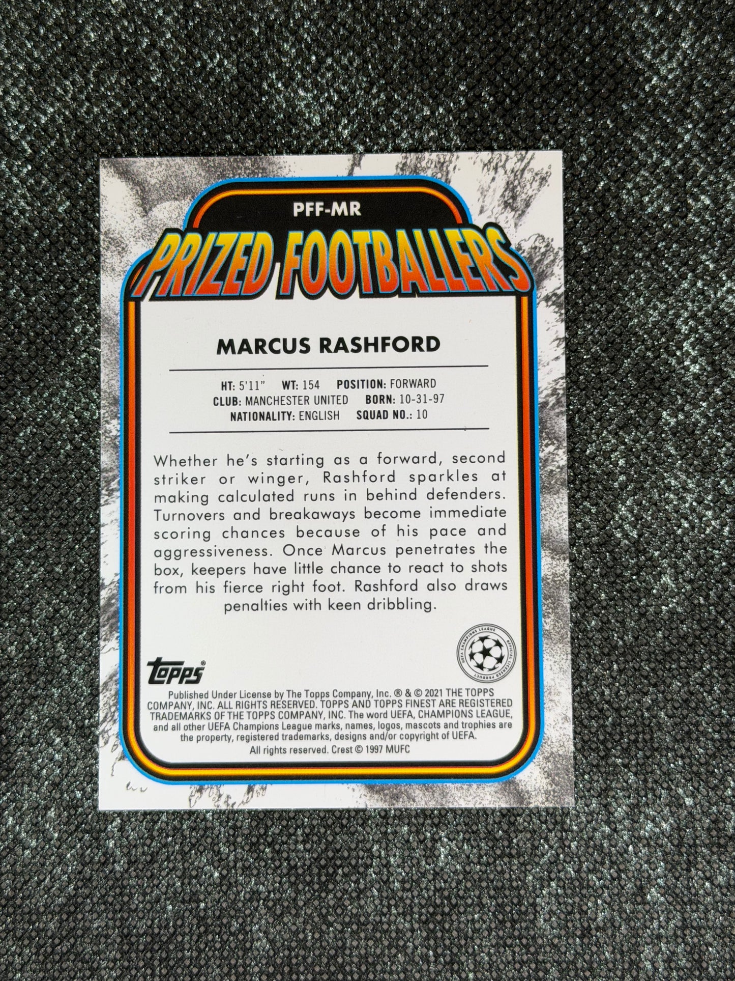 2020-21 Topps Finest UCC Prized Footballers Fusion Yellow/Red (Case Hit) - Marcus Rashford