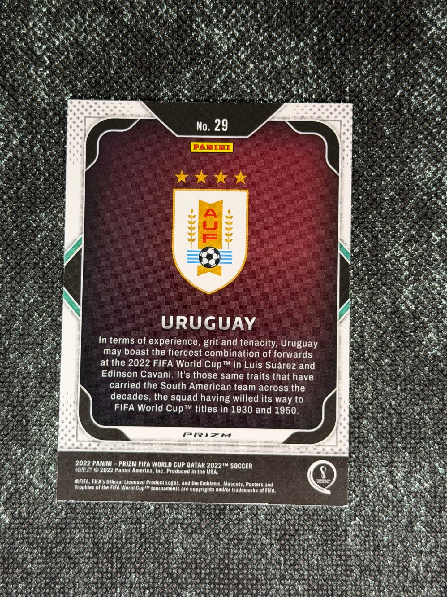 2022 Panini - Prizm FIFA World Cup Qatar 2022 Soccer Team Badge Silver Prizm (Short Print) - Uruguay