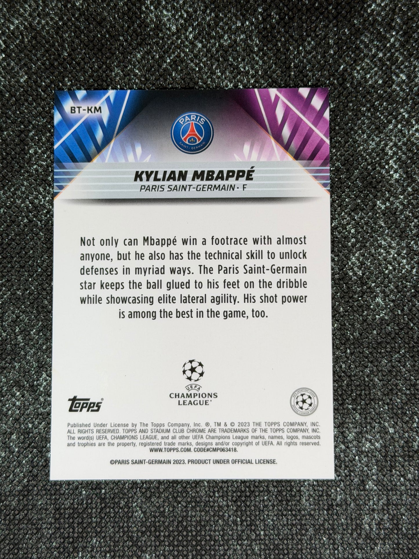 2022-23 Topps Stadium Club Chrome UCC Beam Team Insert (Case Hit) - Kylian Mbappe
