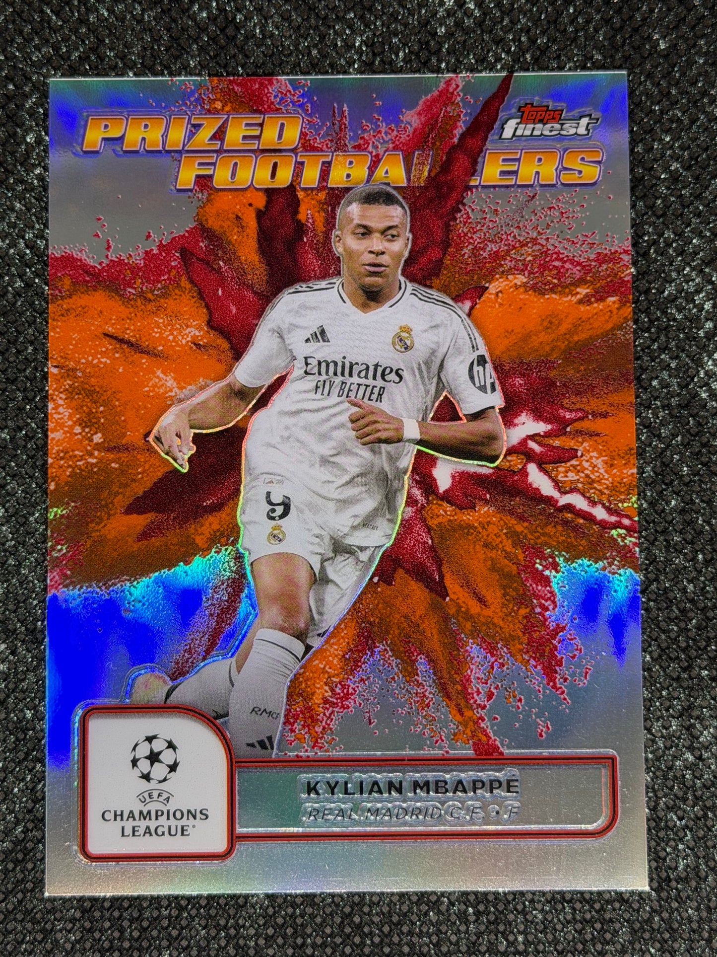 2024-25 Topps Finest UCC Prized Footballers Fusion Orange/Red (Case Hit) - Kylian Mbappe