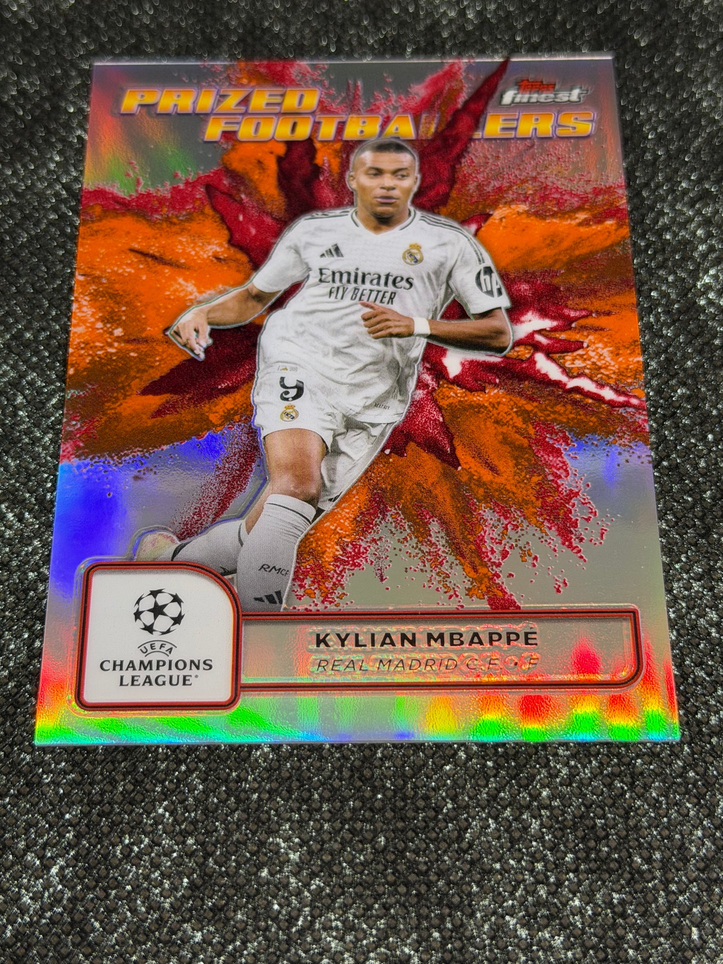 2024-25 Topps Finest UCC Prized Footballers Fusion Orange/Red (Case Hit) - Kylian Mbappe