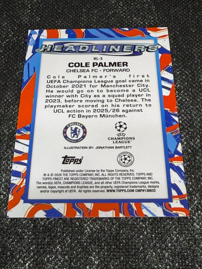 2025-26 Topps Finest UCC Headliners Insert (Case Hit) - Cole Palmer