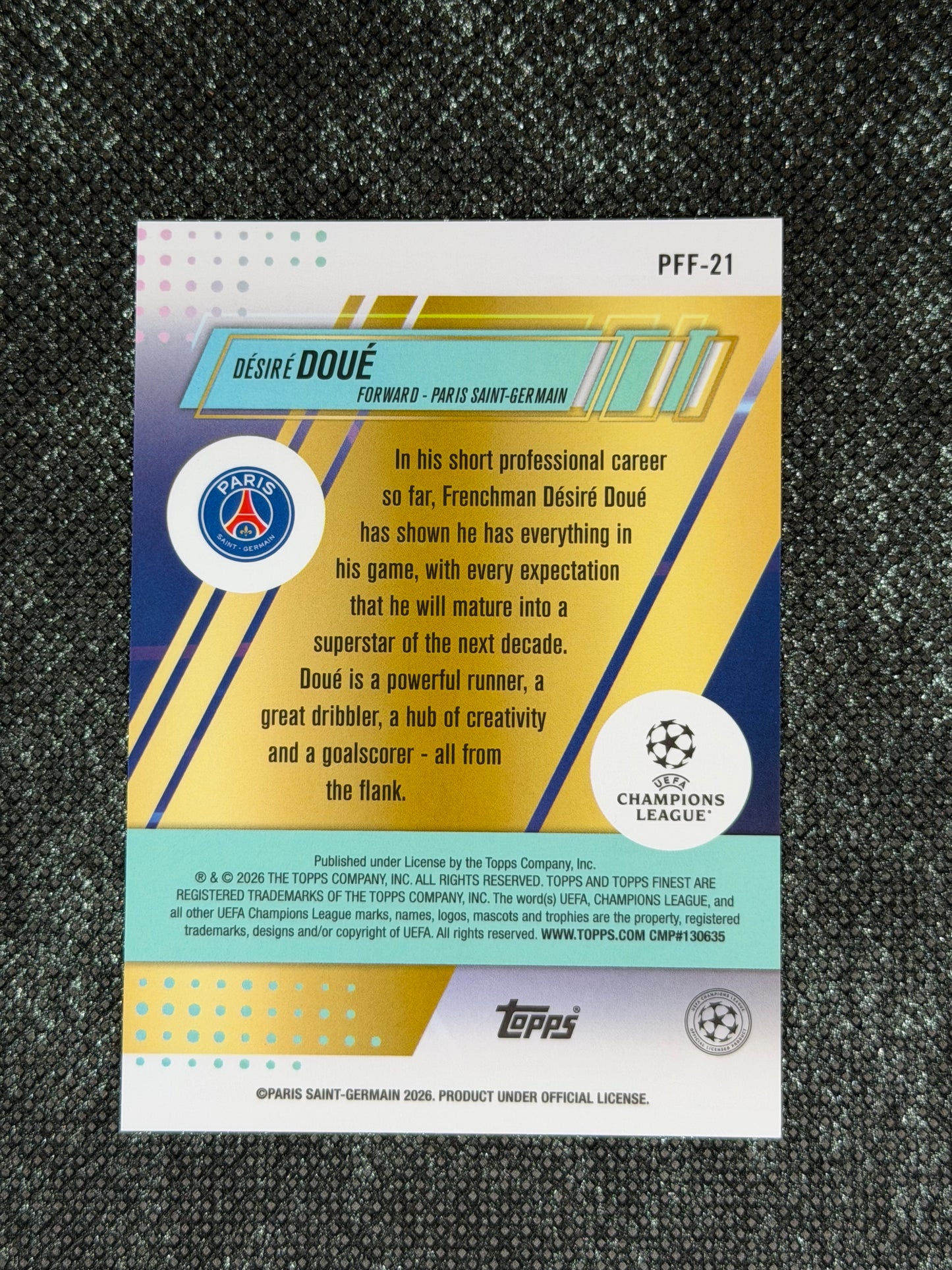 2025-26 Topps Finest UCC Prized Footballers Fusion Variations - Desire Doue