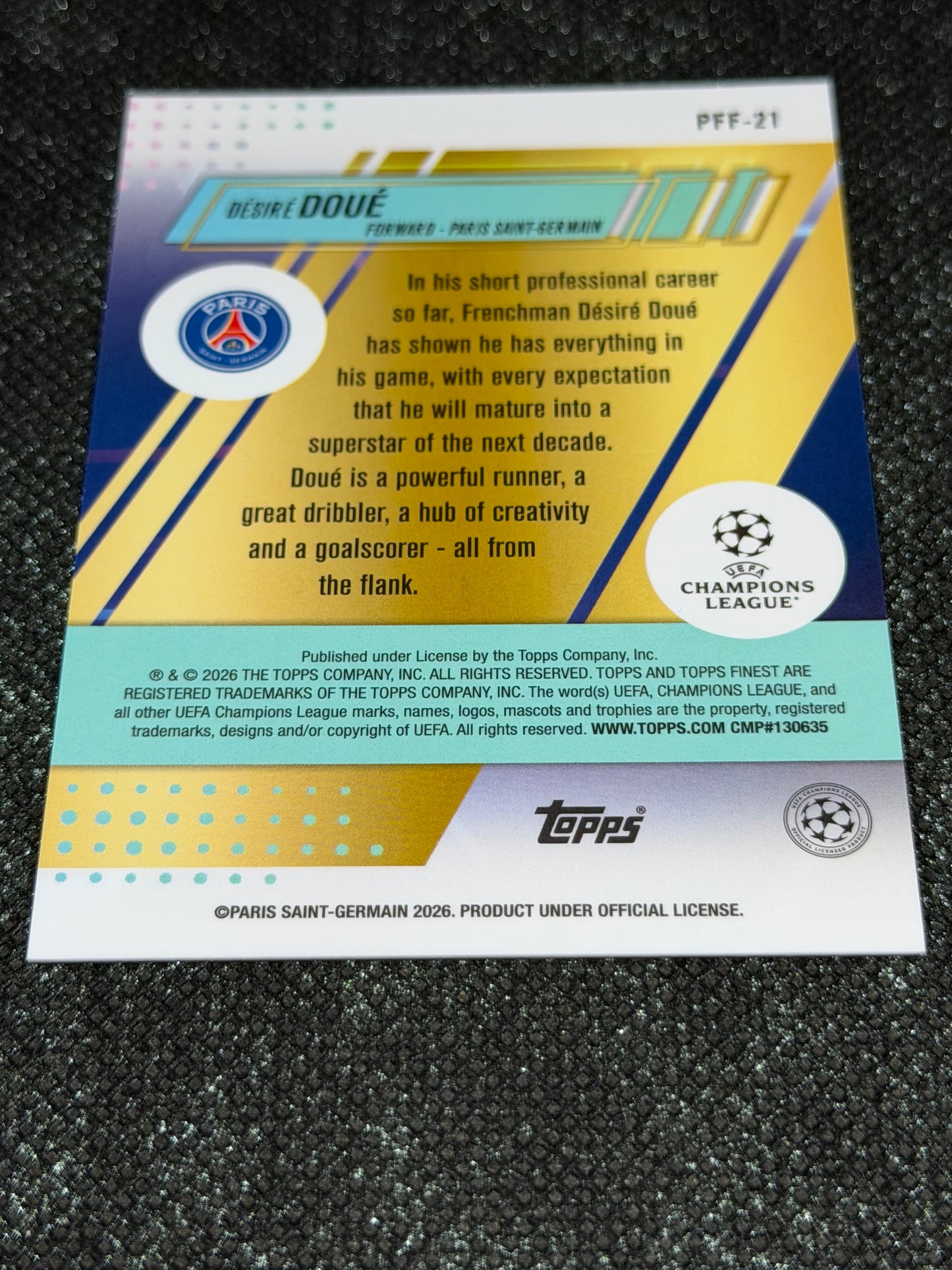 2025-26 Topps Finest UCC Prized Footballers Fusion Variations - Desire Doue