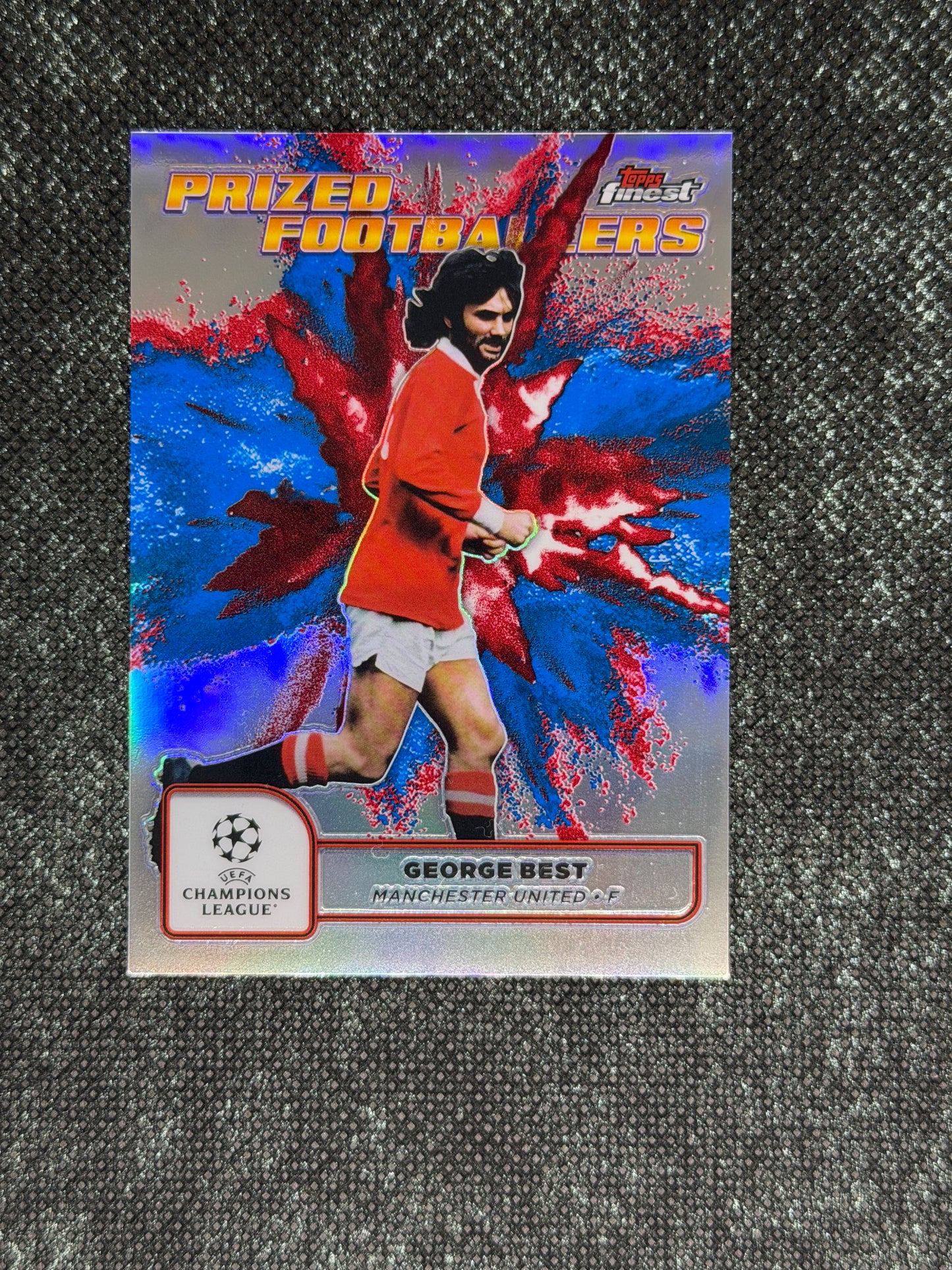 2024-25 Topps Finest UCC Prized Footballers Fusion Red/Blue (Case Hit) - George Best