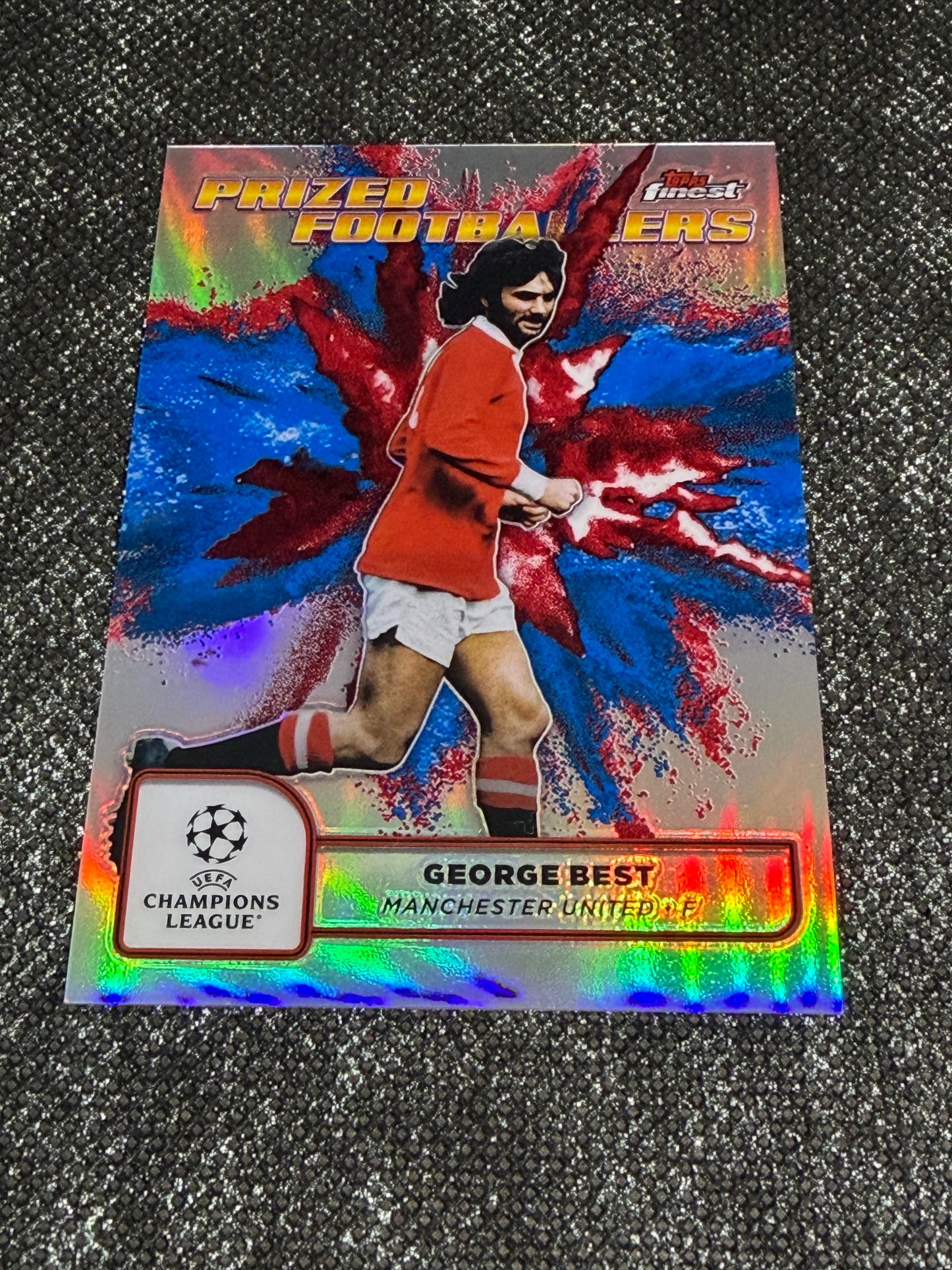 2024-25 Topps Finest UCC Prized Footballers Fusion Red/Blue (Case Hit) - George Best