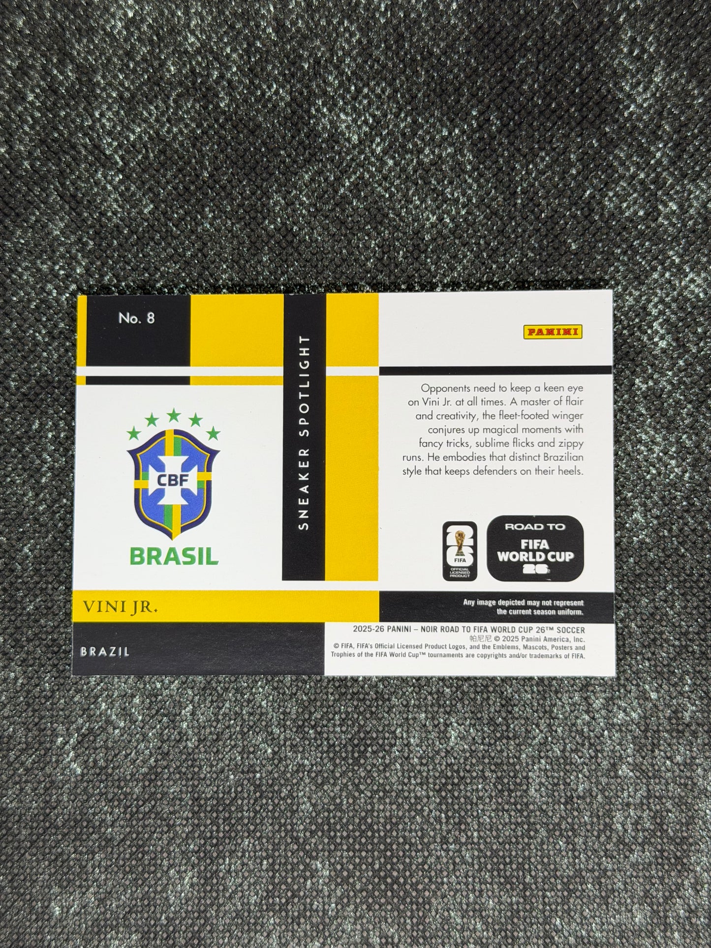 2025-26 Panini - Noir Road To FIFA World Cup 26 Soccer Sneaker Spotlight (01/30 = 1/1) Case Hit - Vini Jr.