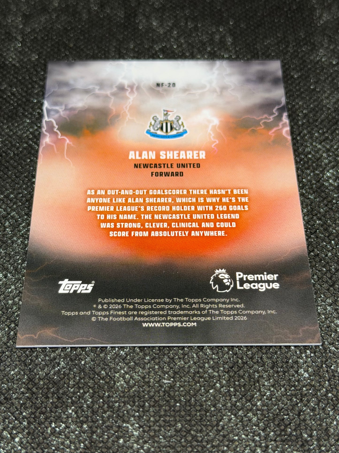 2025-26 Topps Finest Premier League Nightmare Fuel (Case Hit) - Alan Shearer