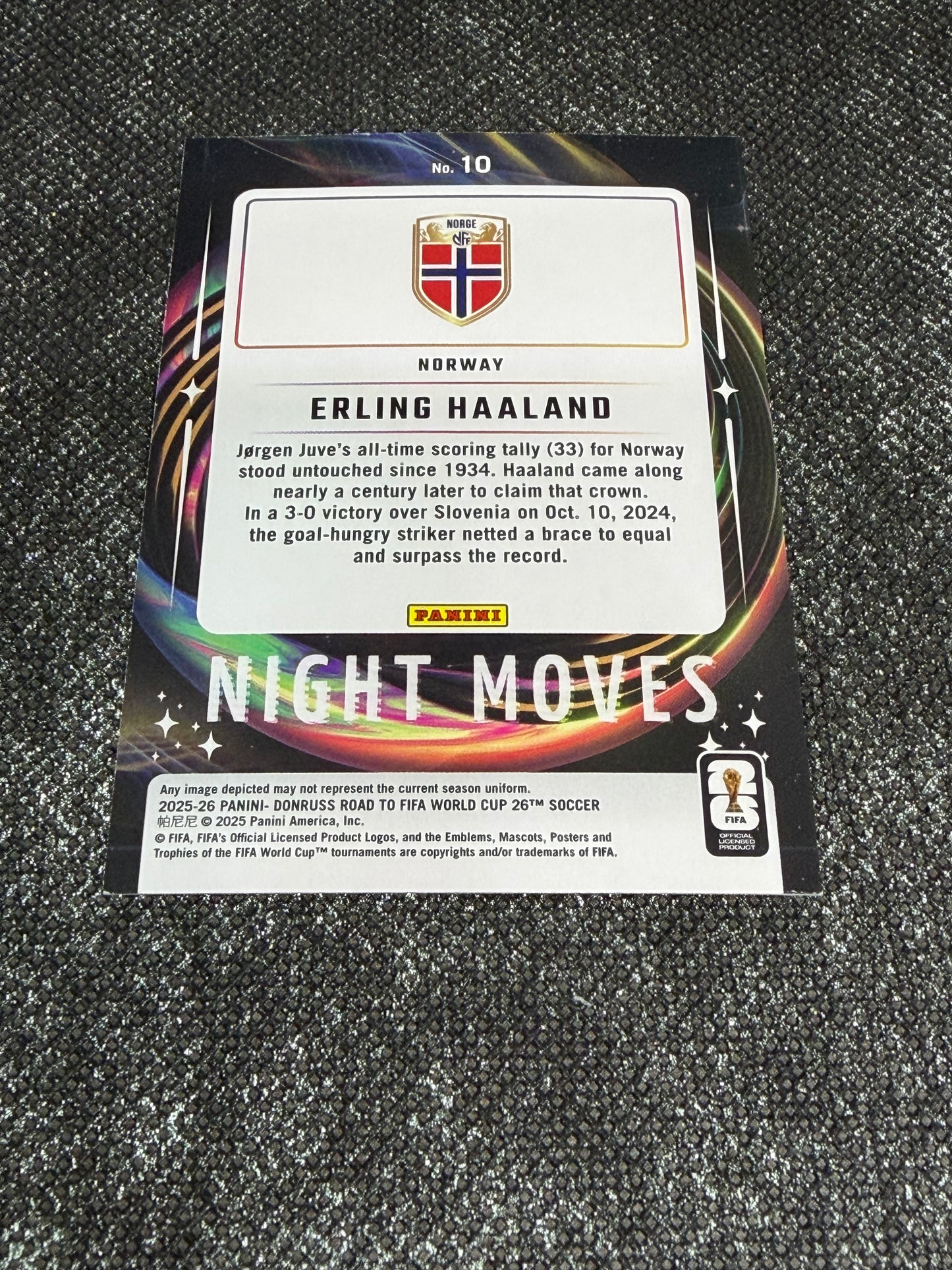 2025-26 Panini - Donruss Road To FIFA World Cup 26 Soccer Night Moves Insert (Case Hit) - Erling Haaland