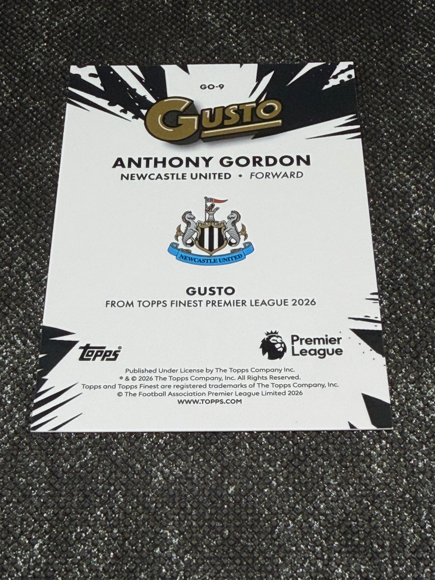 2025-26 Topps Finest EPL Gusto Insert (Case Hit) - Anthony Gordon