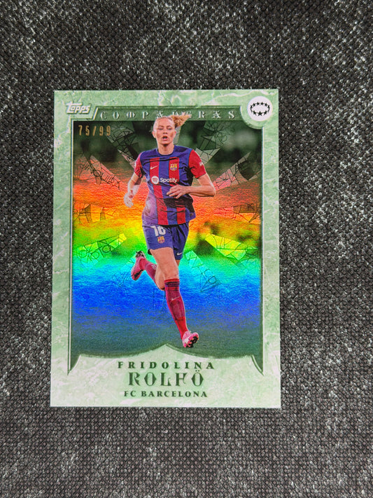 2024 Topps Aitana Bonmati Platinum Curated Companeras Green 75/99 - Fridolina Rolfo