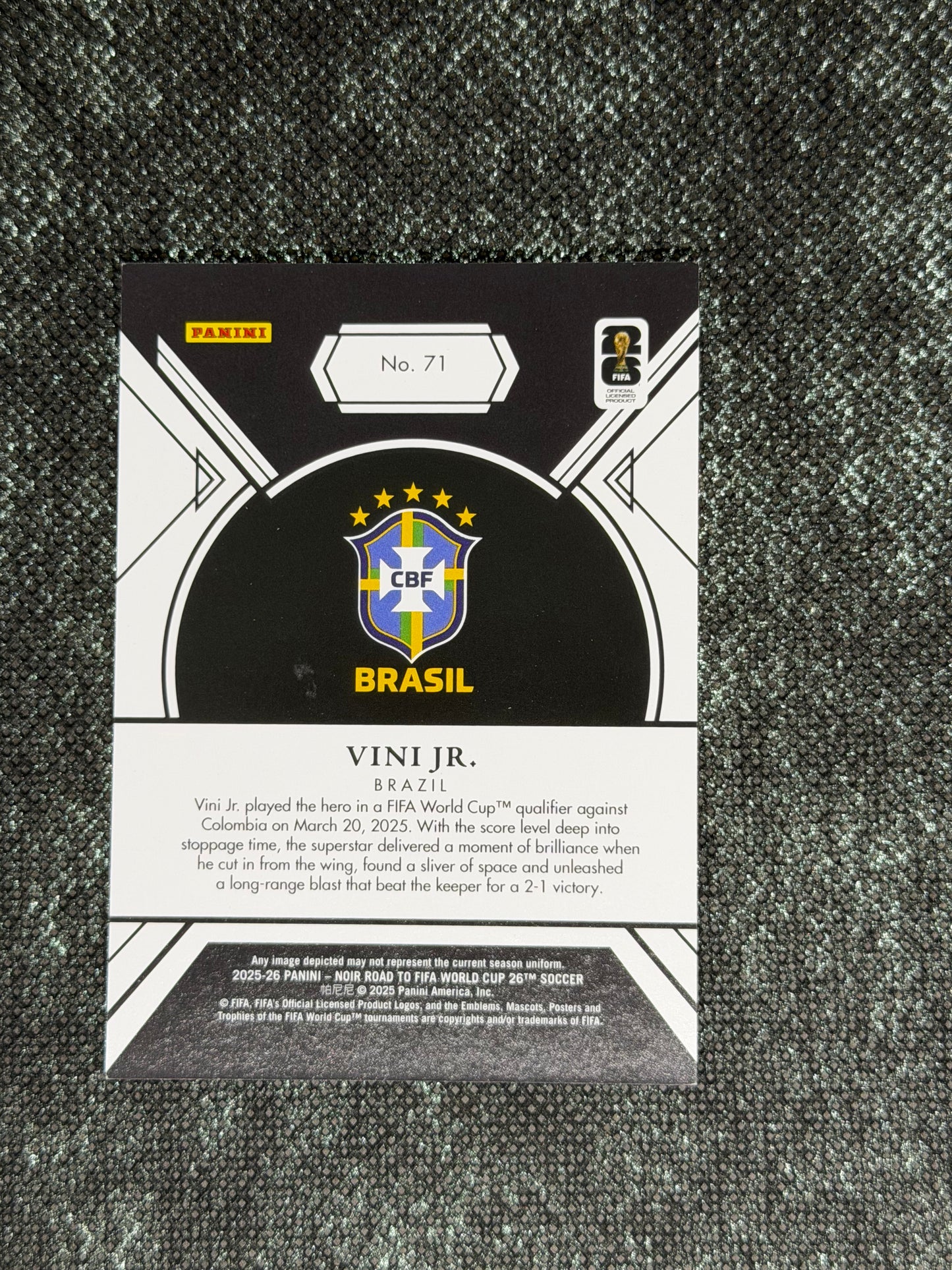2025-26 Panini - Noir Road To FIFA World Cup 26 Soccer Vertical 35/99 - Vini Jr.