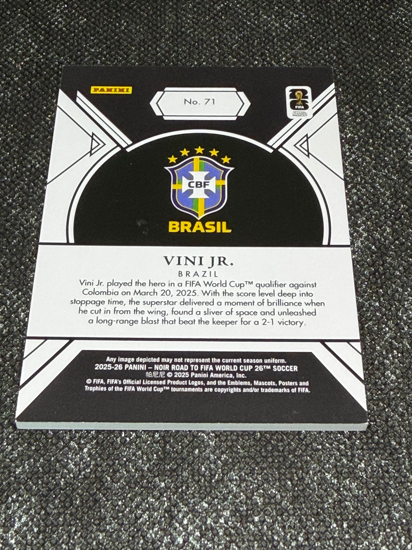 2025-26 Panini - Noir Road To FIFA World Cup 26 Soccer Vertical 35/99 - Vini Jr.