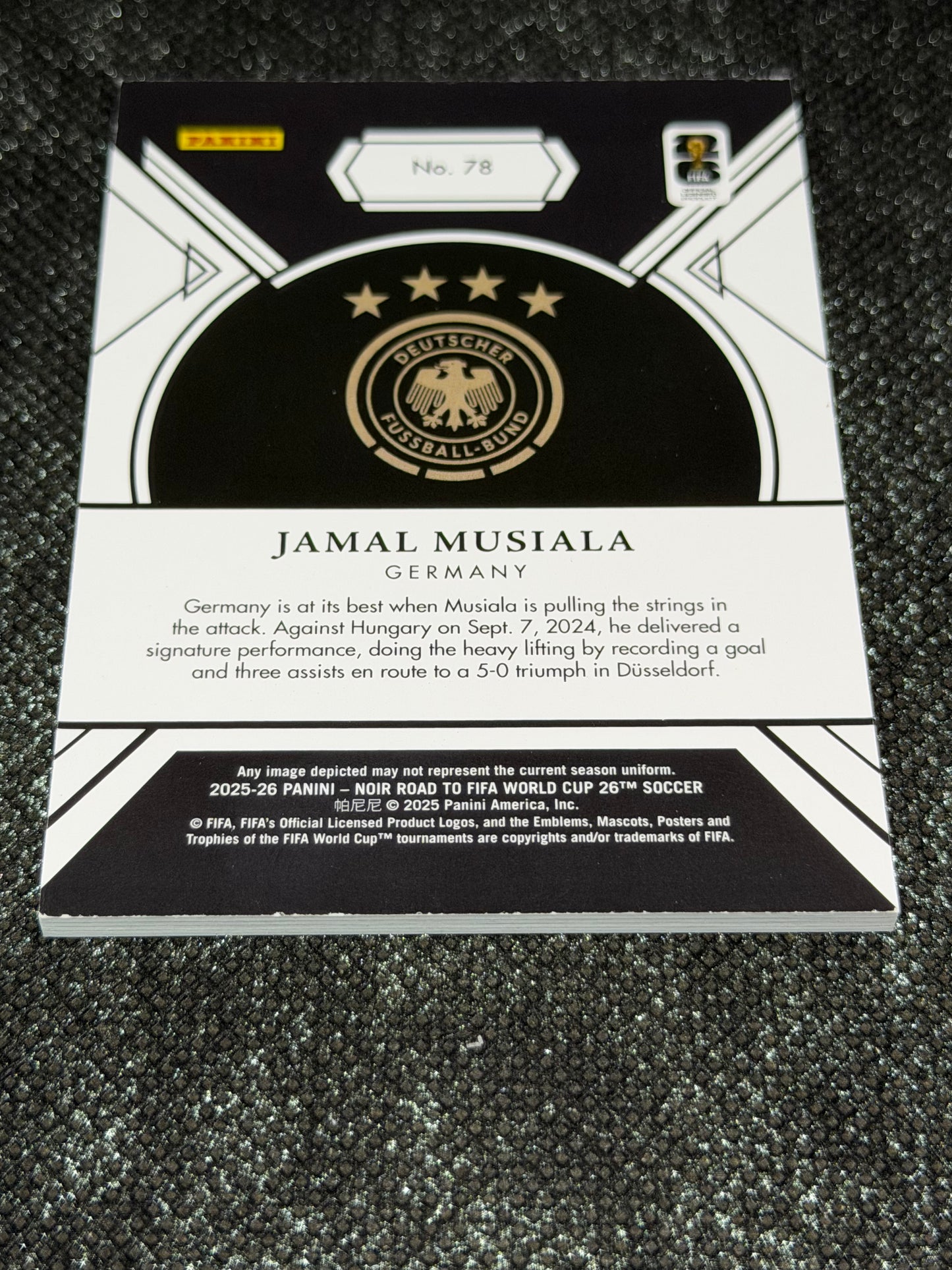 2025-26 Panini - Noir Road To FIFA World Cup 26 Soccer Silver 33/49 - Jamal Musiala