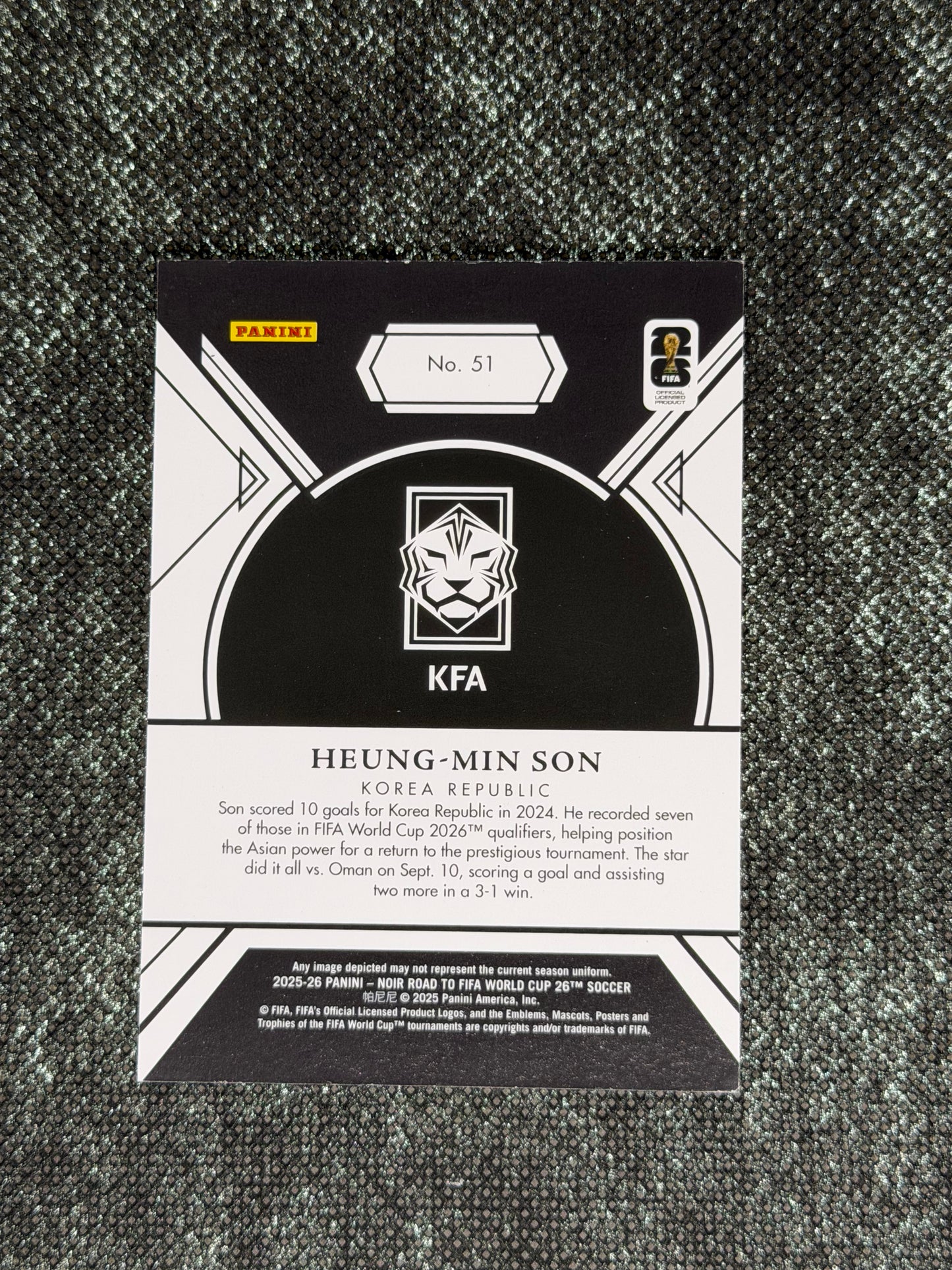 2025-26 Panini - Noir Road To FIFA World Cup 26 Soccer Silver 30/49 - Heung-Min Son