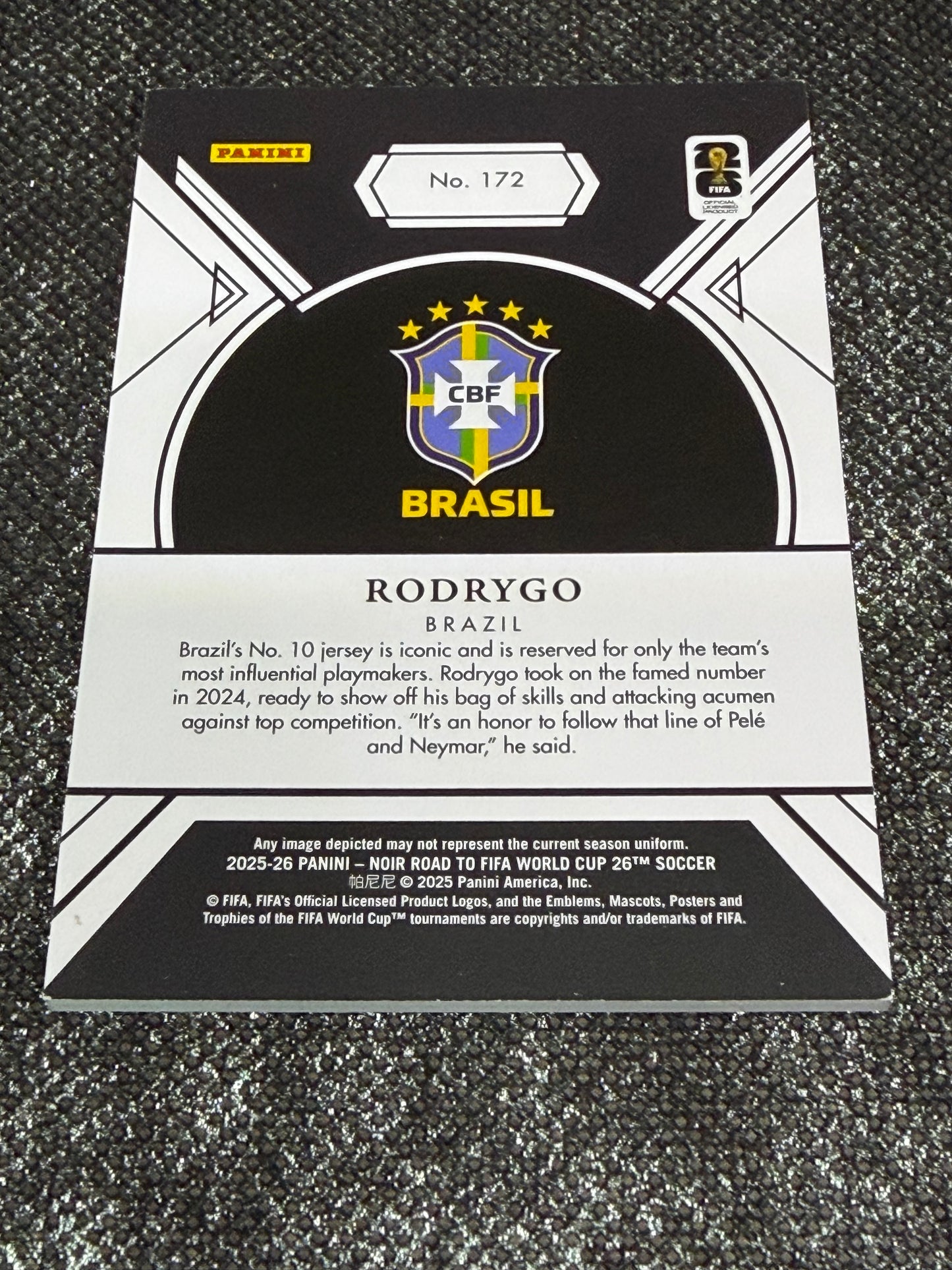 2025-26 Panini Noir Road To FIFA World Cup 26 Soccer Bronze 09/99 - Rodrygo