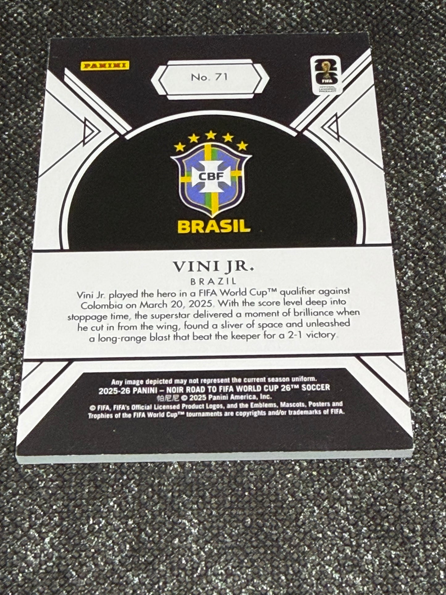 2025-26 Panini Noir Road To FIFA World Cup 26 Soccer Blue 17/25 - Vini Jr.