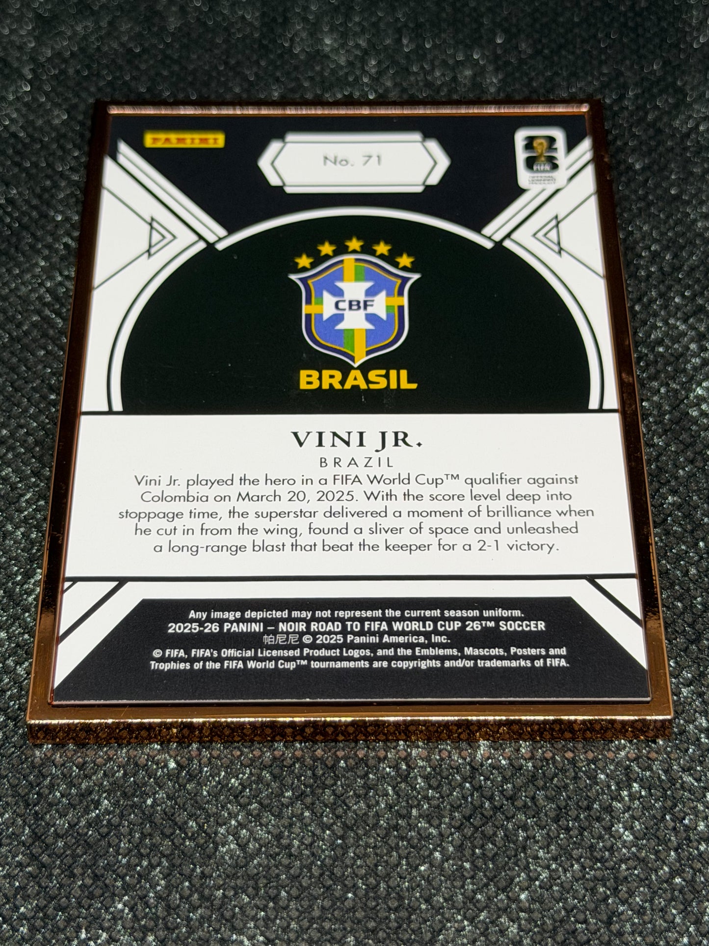 2025-26 Panini-Noir Road To World Cup 26 Soccer Bronze Frame 03/25 - Vini Jr.
