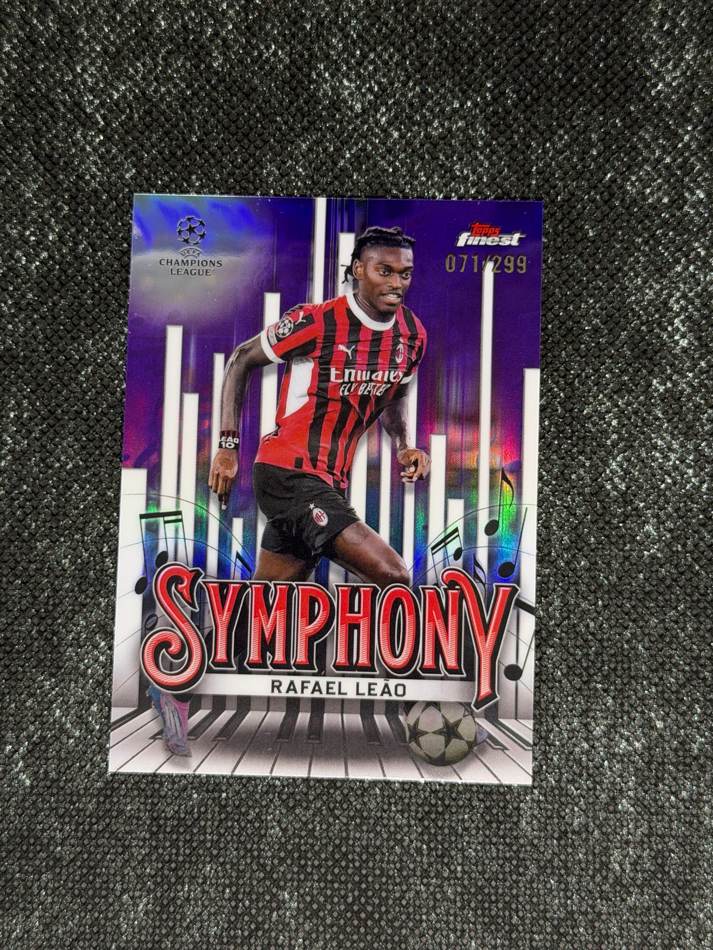 2024-25 Topps Finest UCC Finest Symphony Insert Purple Refractor 071/299 - Rafeal Leao