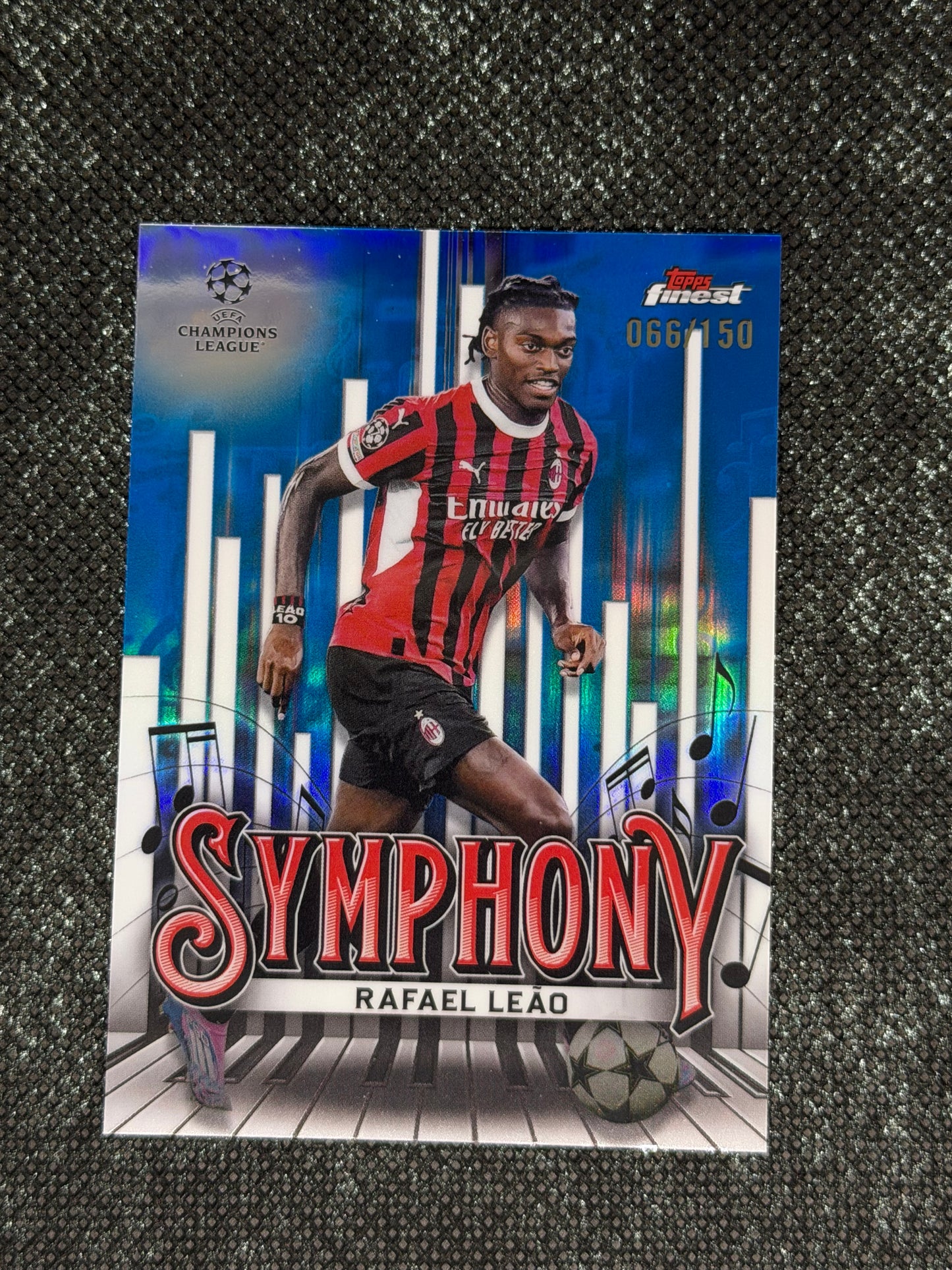 2024-25 Topps Finest UCC Finest Symphony Insert Blue Refractor 066/150 - Rafeal Leao