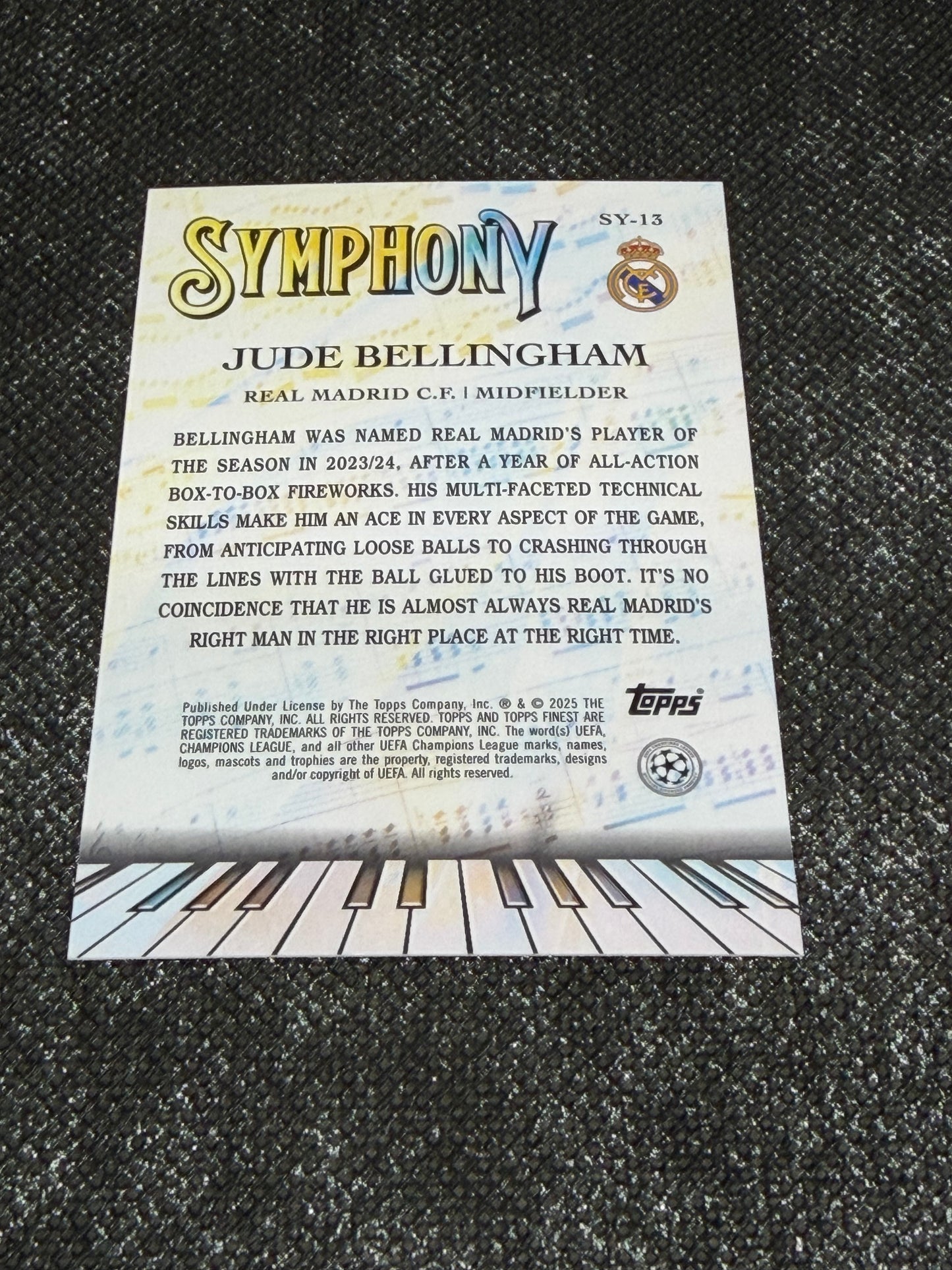 2024-25 Topps Finest UCC Finest Symphony Insert Purple Refractor 271/299 - Jude Bellingham