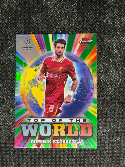 2024-25 Topps Finest UCC Finest Top Of The World Insert Green Refractor 79/99 - Dominik Szoboslai
