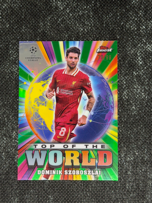 2024-25 Topps Finest UCC Finest Top Of The World Insert Green Refractor 79/99 - Dominik Szoboslai