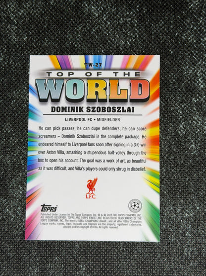 2024-25 Topps Finest UCC Finest Top Of The World Insert Green Refractor 79/99 - Dominik Szoboslai