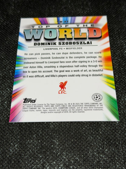 2024-25 Topps Finest UCC Finest Top Of The World Insert Green Refractor 79/99 - Dominik Szoboslai