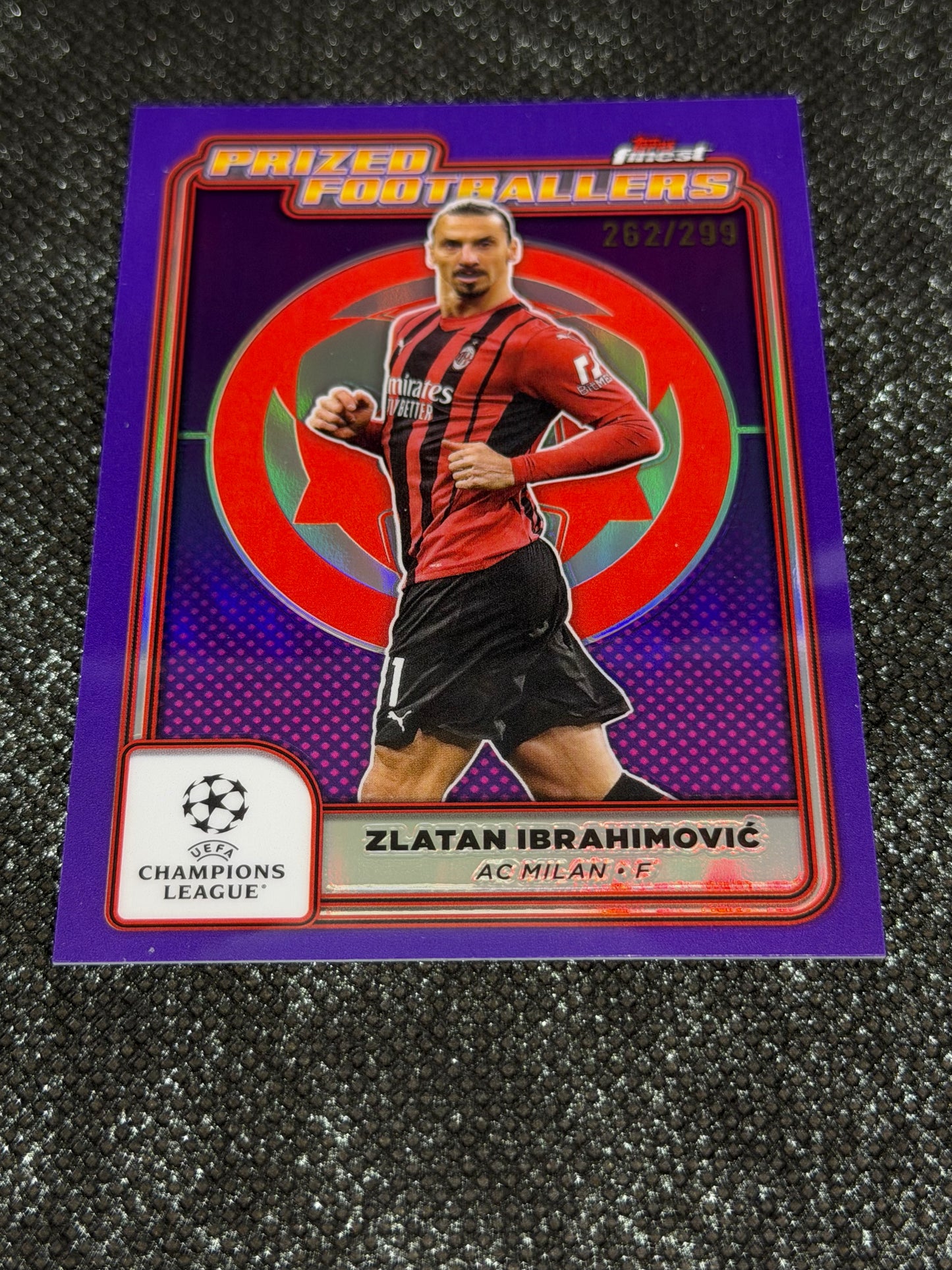 2024-25 Topps Finest UCC Purple Prized Footballers Insert 262/299 - Zlatan Ibrahimovic