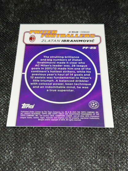 2024-25 Topps Finest UCC Purple Prized Footballers Insert 262/299 - Zlatan Ibrahimovic