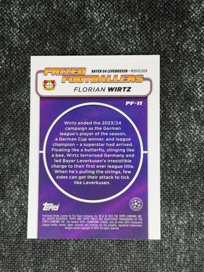 2024-25 Topps Finest UCC Prized Footballers Insert Blue Refractor 128/150 - Florian Wirtz