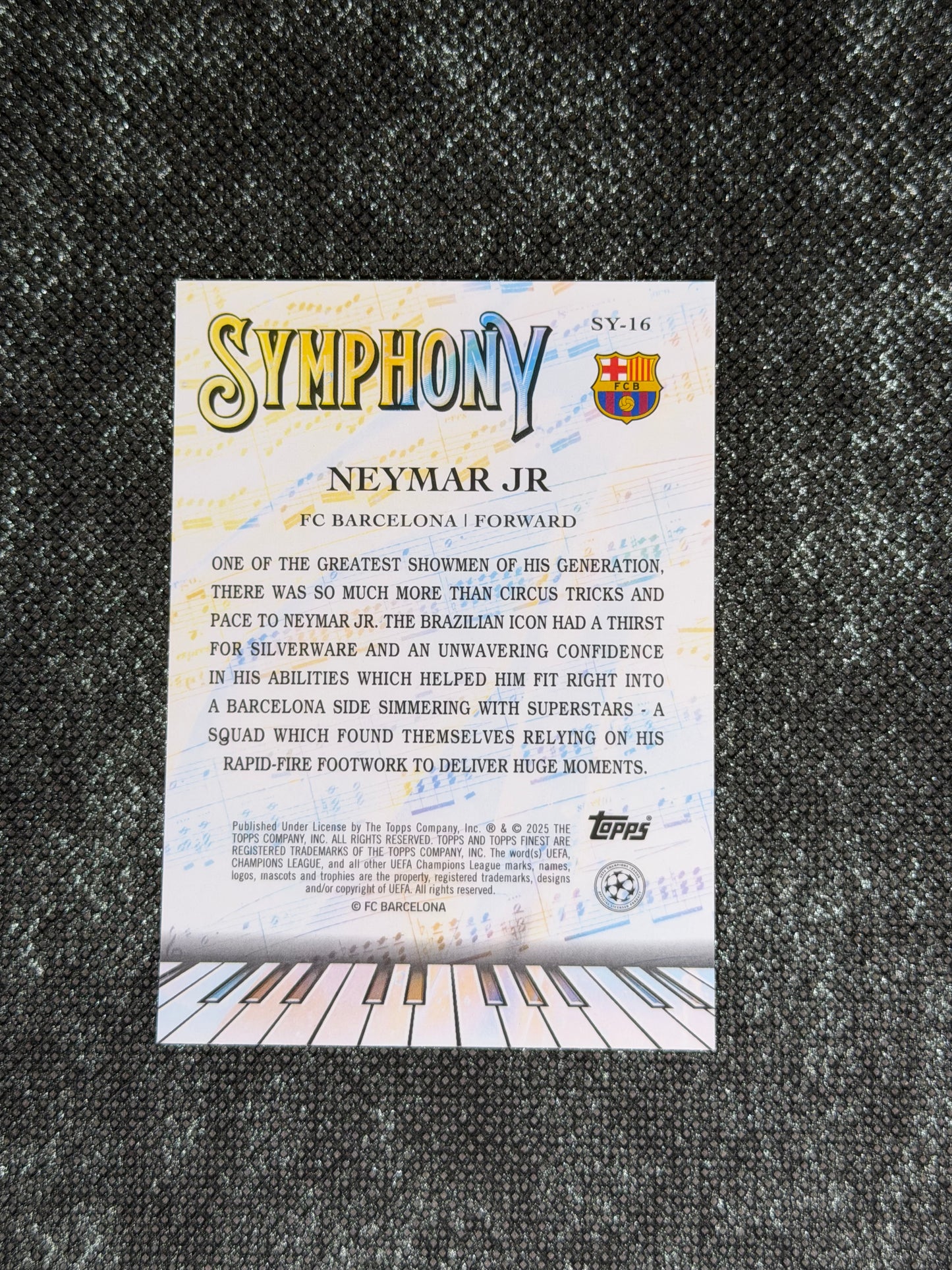2024-25 Topps Finest UCC Symphony Insert Purple Refractor 290/299 - Neymar Jr.