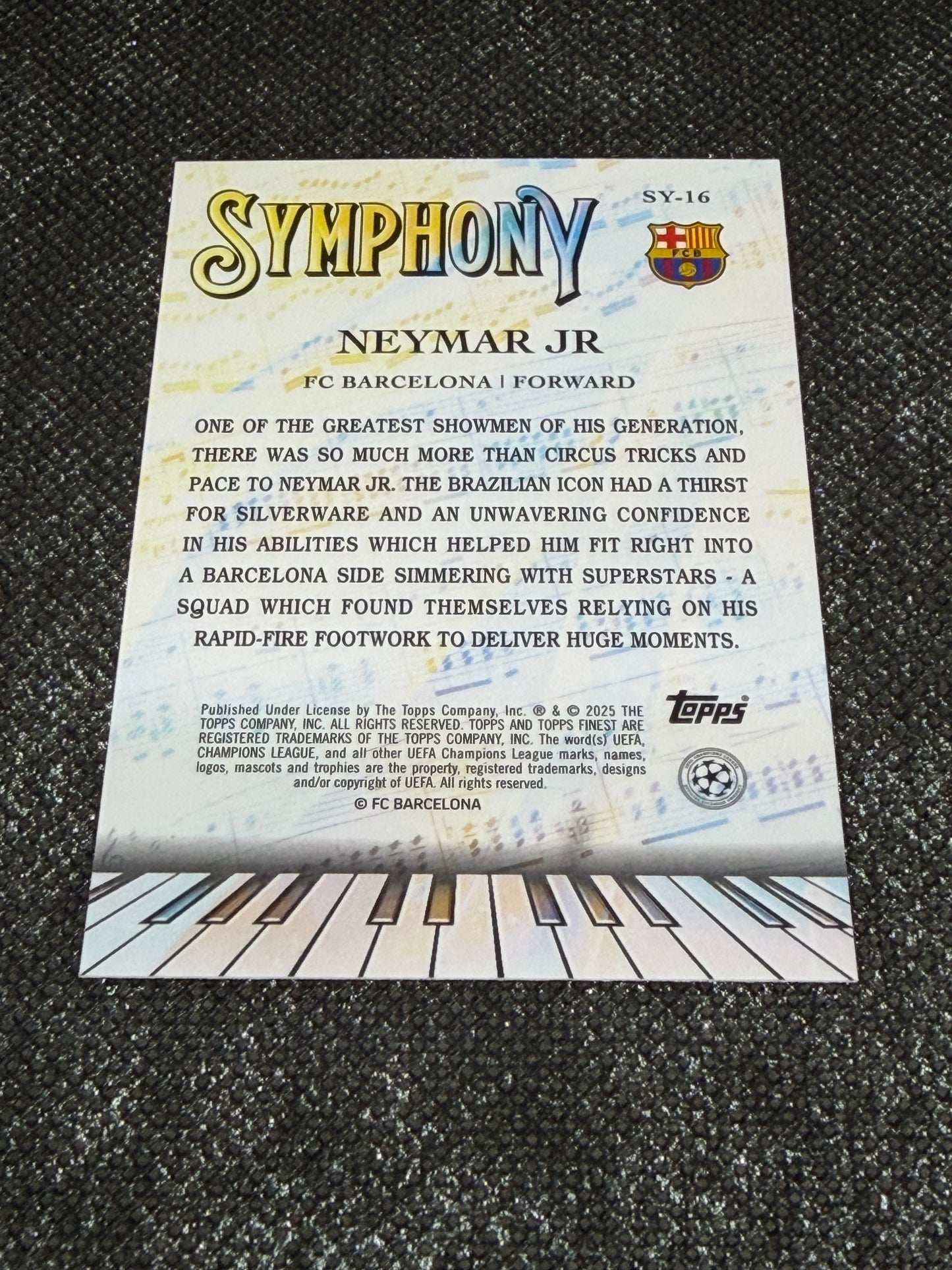 2024-25 Topps Finest UCC Symphony Insert Purple Refractor 290/299 - Neymar Jr.