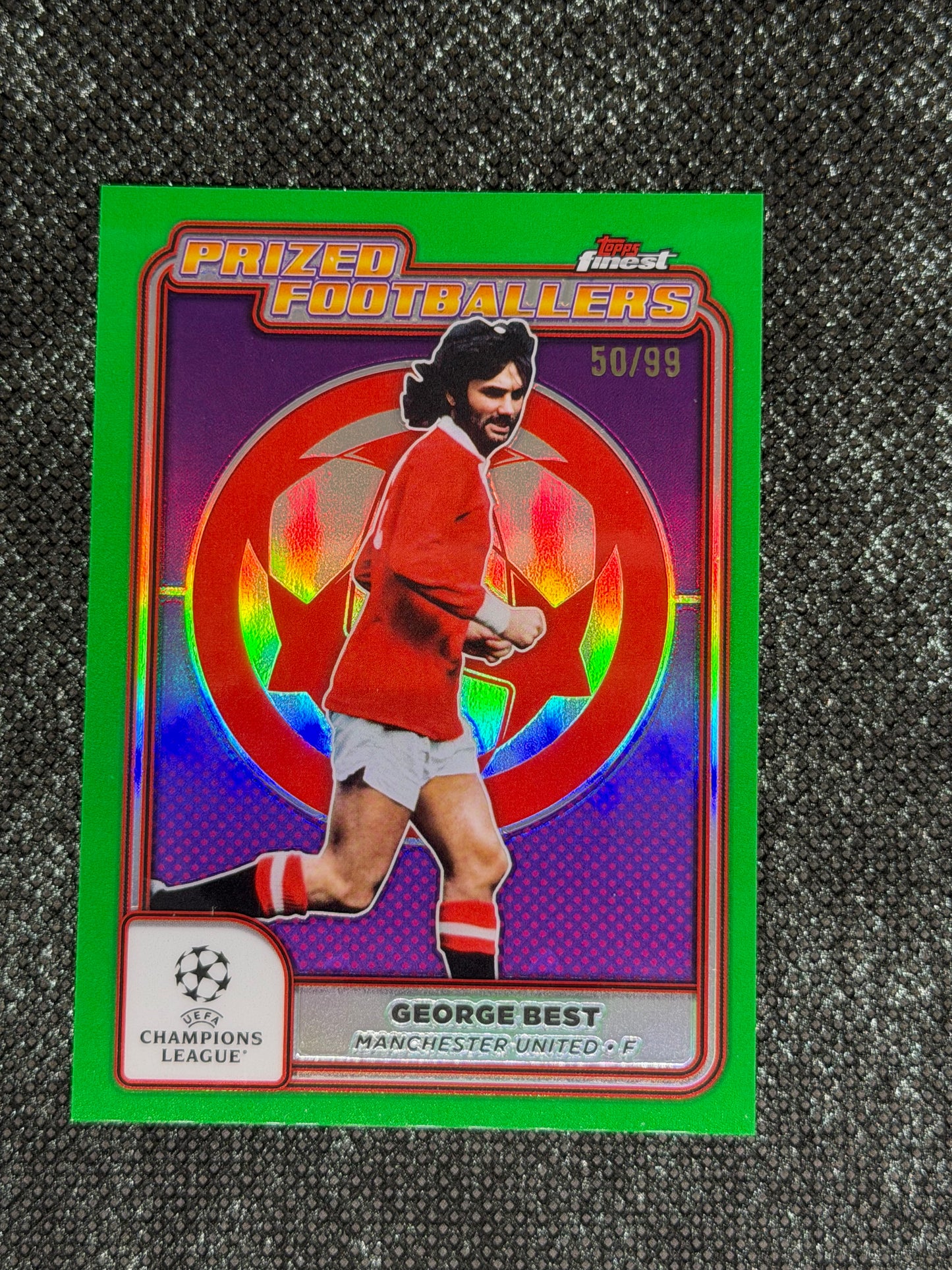 2024-25 Topps Finest UCC Prized Footballers Insert Green Refractor 50/99 - George Best