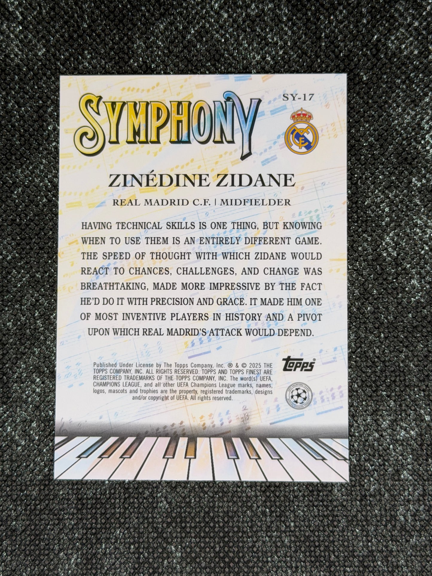 2024-25 Topps Finest UCC Symphony Insert Rose Gold 19/75 - Zinedine Zidane