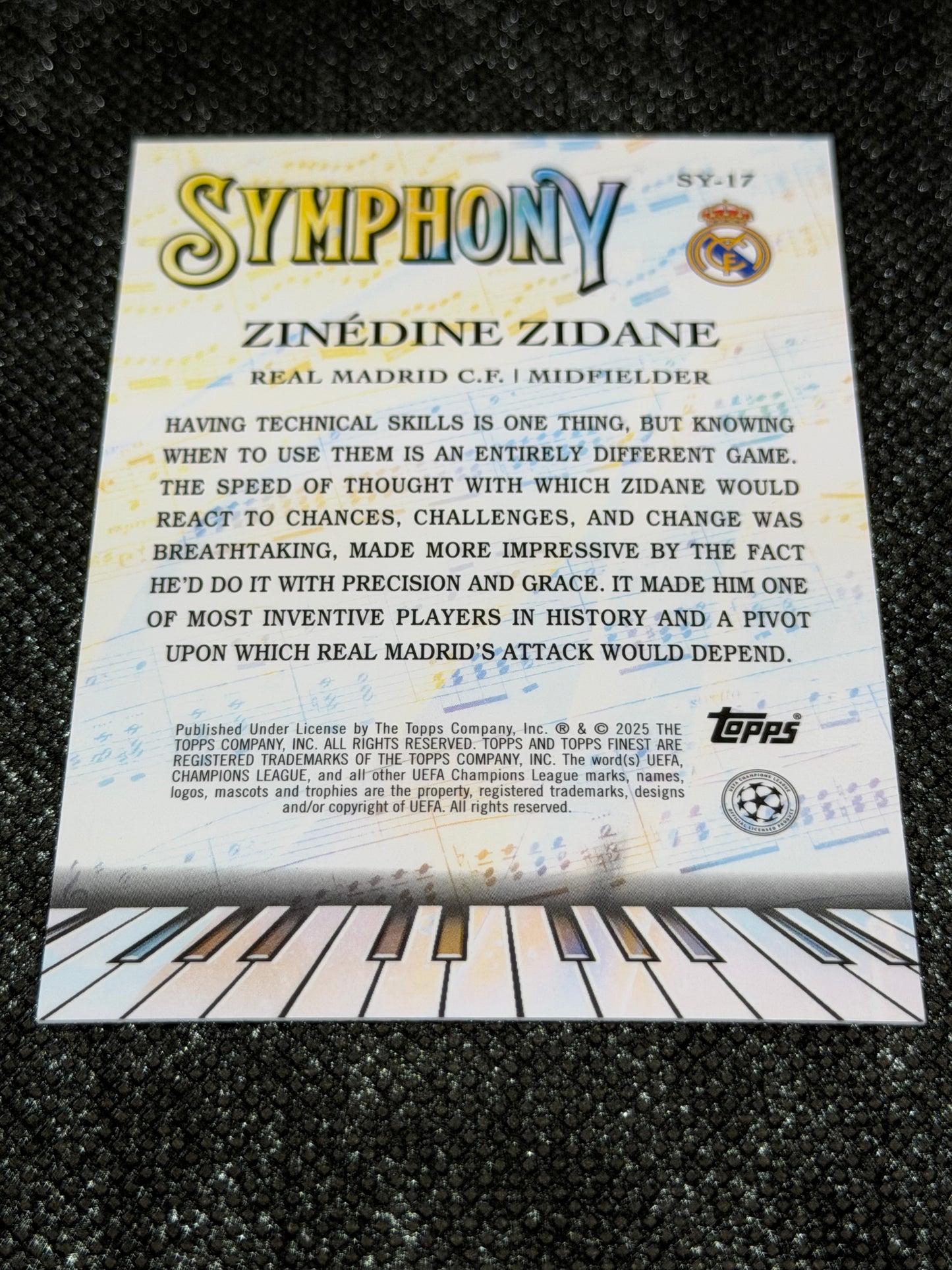 2024-25 Topps Finest UCC Symphony Insert Rose Gold 19/75 - Zinedine Zidane