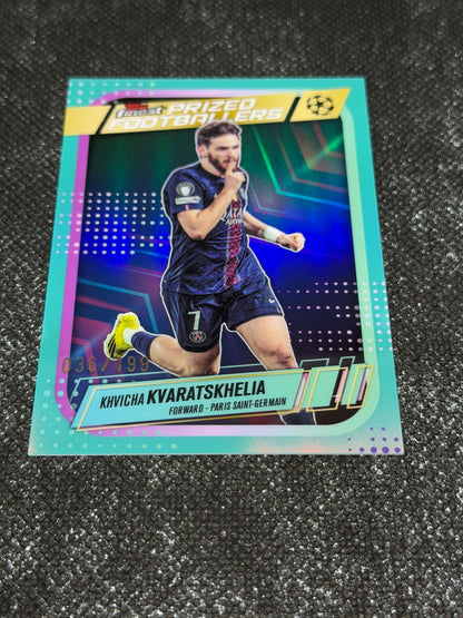 2025-26 Topps Finest UCC Footballers Insert Aqua 036/199 - Khvicha Kvaratskhelia