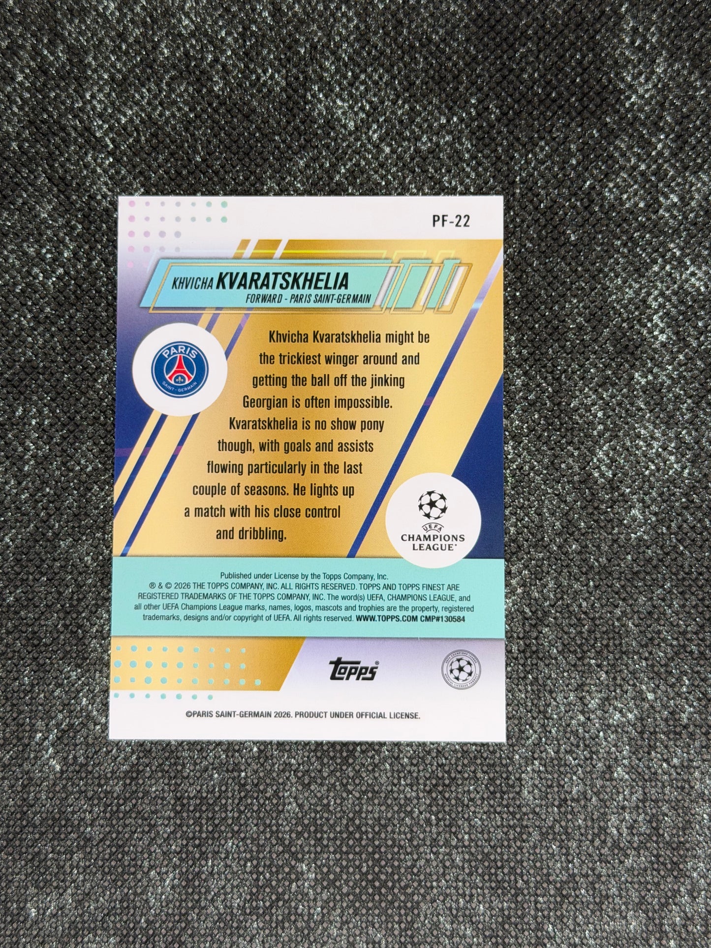 2025-26 Topps Finest UCC Footballers Insert Aqua 036/199 - Khvicha Kvaratskhelia