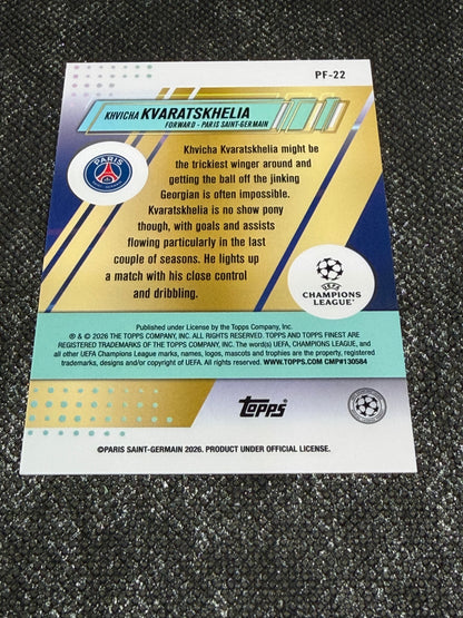 2025-26 Topps Finest UCC Footballers Insert Aqua 036/199 - Khvicha Kvaratskhelia