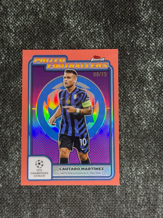 2024-25 Topps Finest Prized Footballers Insert Rose Gold 08/75 - Lautaro Martinez