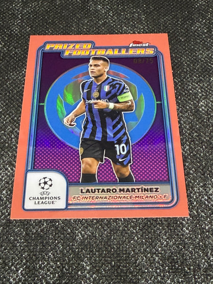 2024-25 Topps Finest Prized Footballers Insert Rose Gold 08/75 - Lautaro Martinez