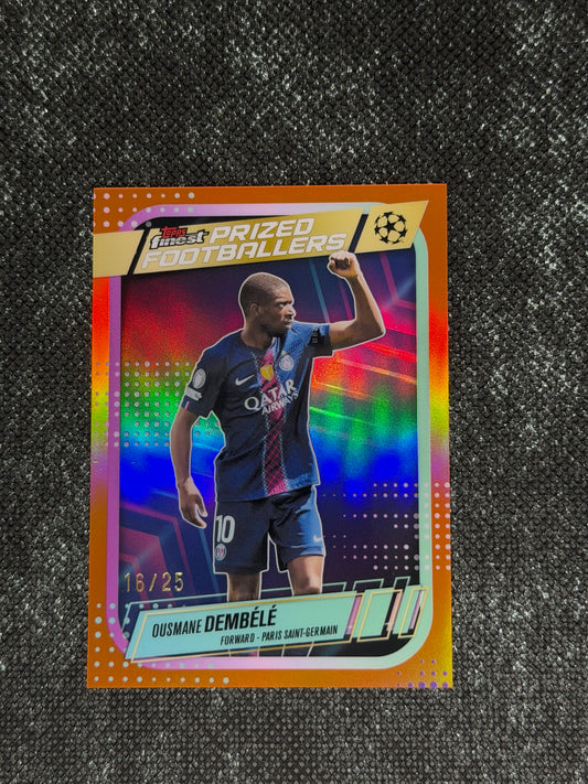 2025-26 Topps UCC Finest Prized Footballers Insert Orange 16/25 - Ousmane Dembele