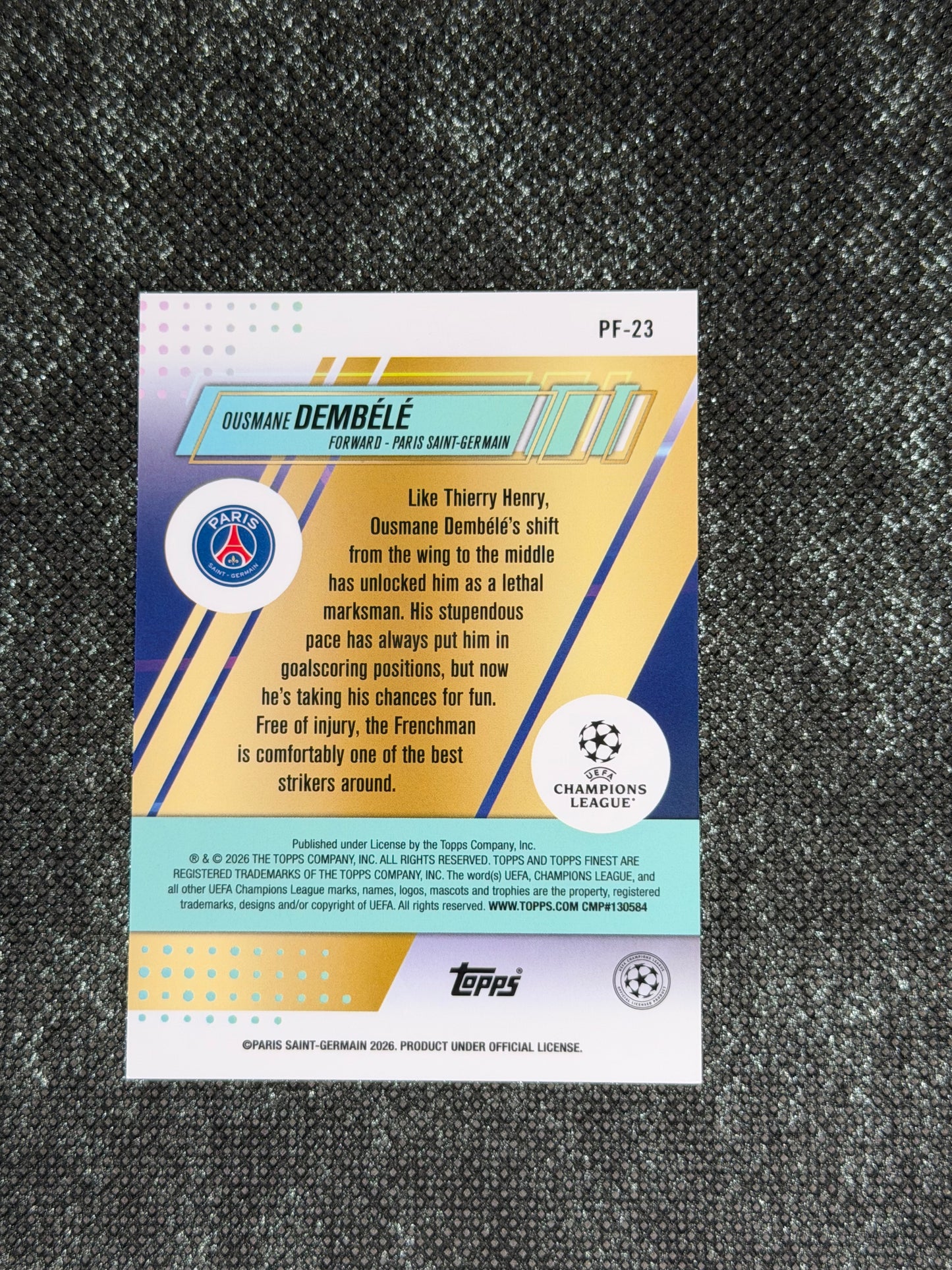 2025-26 Topps Finest UCC Prized Footballers Insert Orange 16/25 - Ousmane Dembele