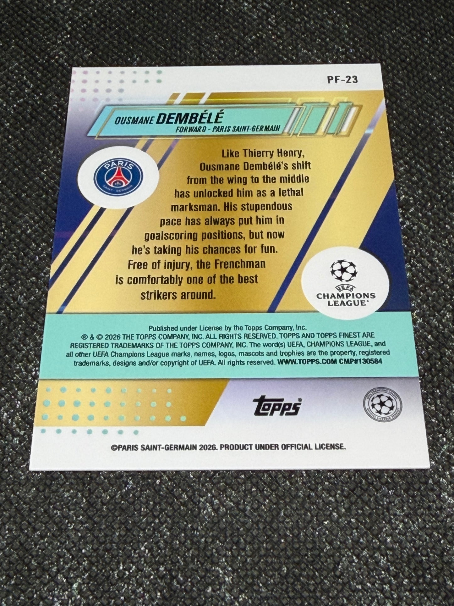 2025-26 Topps Finest UCC Prized Footballers Insert Orange 16/25 - Ousmane Dembele
