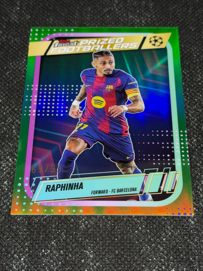2025-26 Topps Finest UCC Prized Footballers Insert Green 69/99 - Raphinha